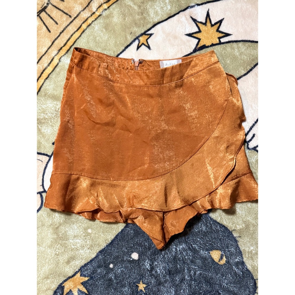 Altar'd state Ruffle Skort Shorts Copper Bronze Shiny Mini Women's Size S